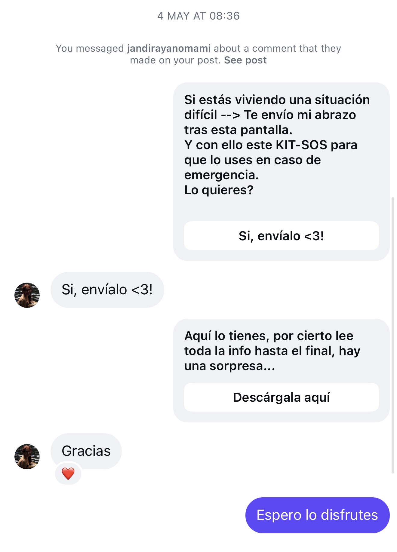 Automatización de DM: comentario en post entrega un KIT-SOS